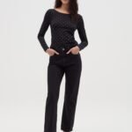 OVS Stretch Ls T Nero/Bianco