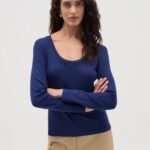 OVS Ls Top W/Rou Royal Blue