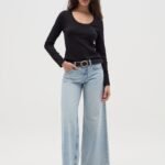 OVS Ls Top W/Rou Dark Black