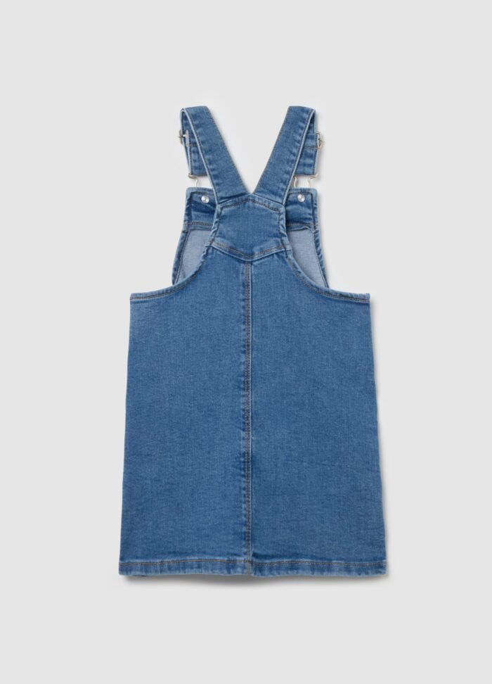 ⁦Baby Girls' Denim Dress – Medium Blue⁩ - الصورة ⁦2⁩