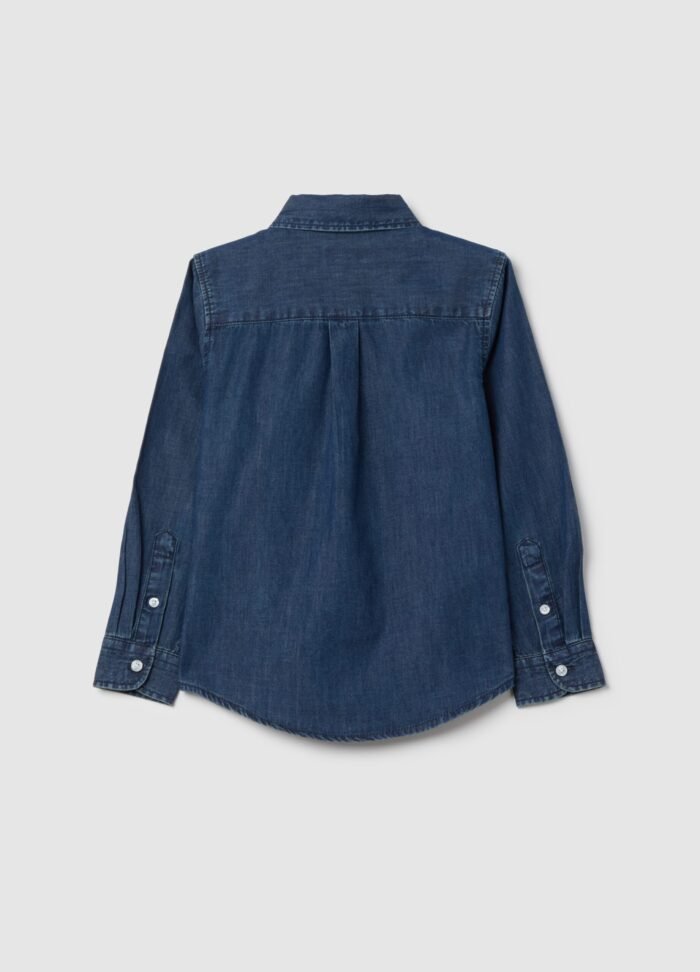 ⁦Boys' Denim Shirt – Medium Blue⁩ - الصورة ⁦2⁩
