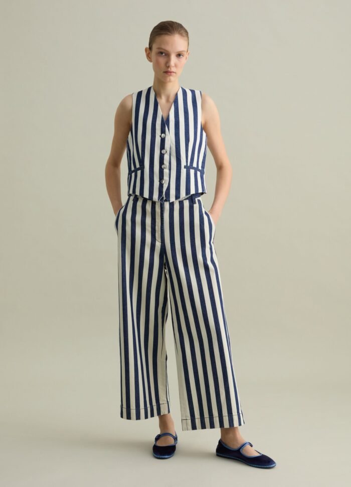 ⁦Women's Striped Gilet – Multicolour⁩ - الصورة ⁦2⁩
