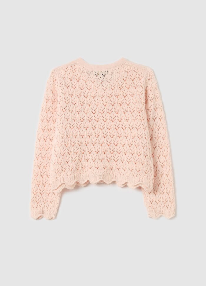 Girls' Knit Cardigan – Sheer Pink - Image 2