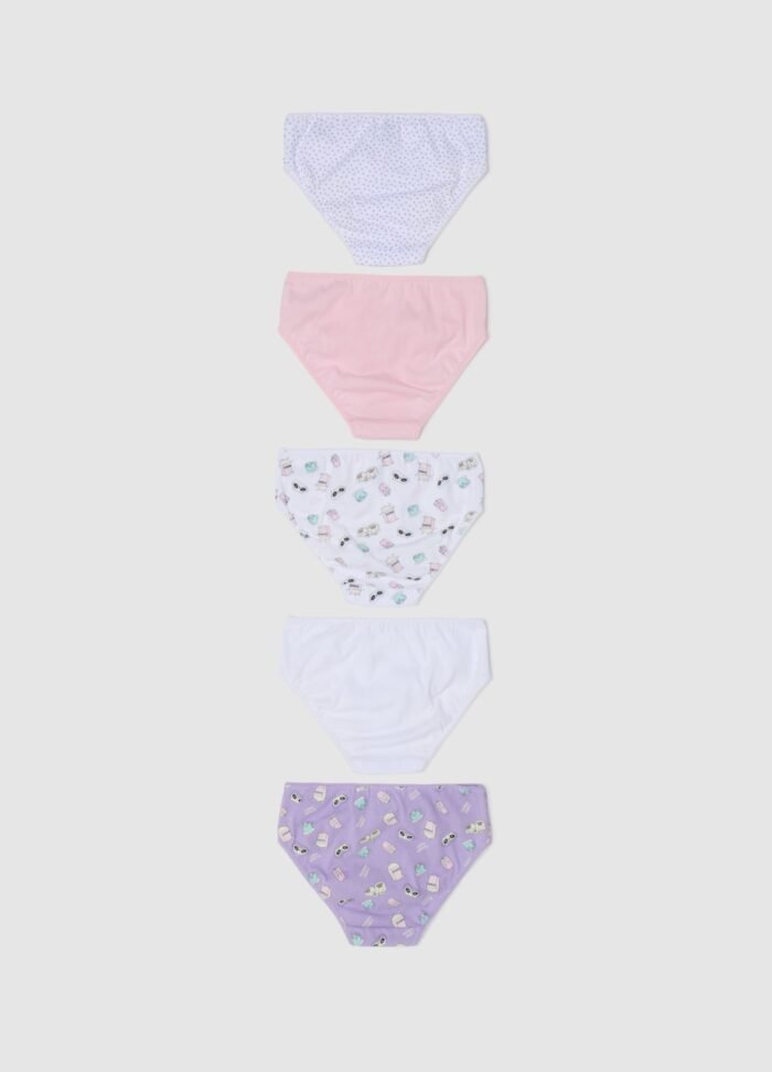 ⁦Girls' Briefs – 5 Pack, Multicolour⁩ - الصورة ⁦2⁩