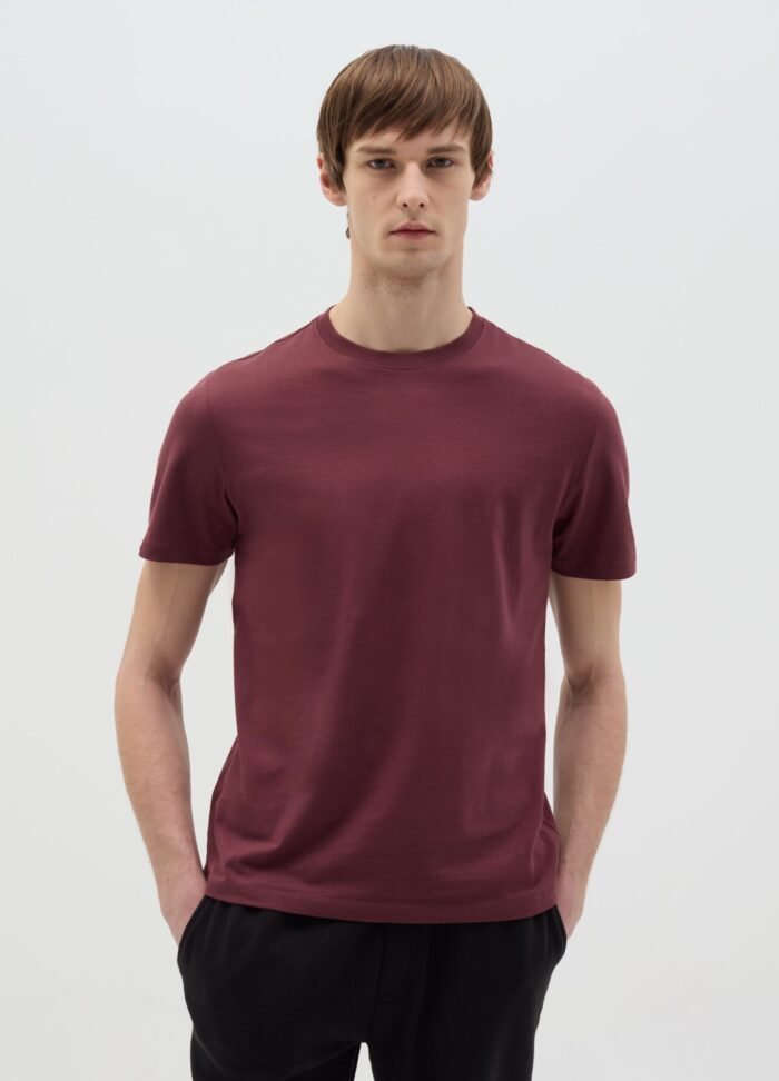 Men's Round-Neck T-Shirt – Chocolate Brown - Image 2