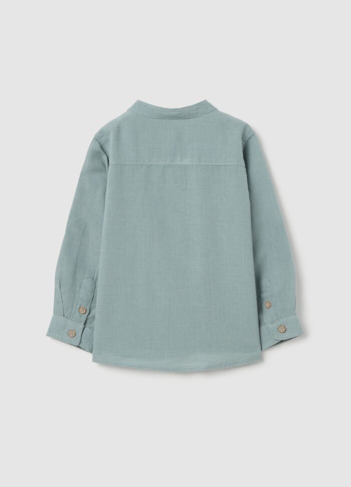 ⁦Baby Boys' Linen-Blend Shirt – Green⁩ - الصورة ⁦2⁩