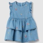 OVS Flowers Embr Medium Blue