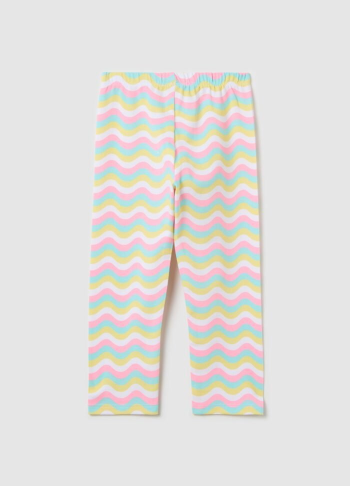 Girls' Striped Cropped Leggings – Multicolour - Image 2