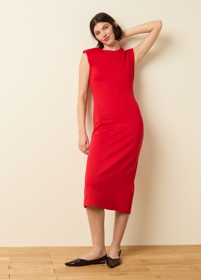 ⁦Women's Dress – Goji Red⁩ - الصورة ⁦2⁩