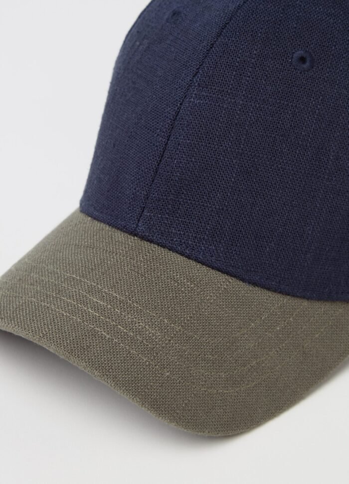 ⁦Men's Linen-Blend Hat – Blue & Green⁩ - الصورة ⁦2⁩