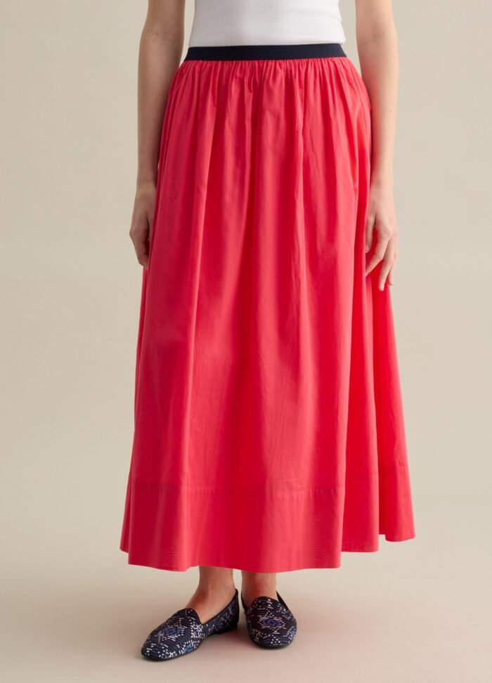 ⁦Women's Belted Skirt – Red⁩ - الصورة ⁦2⁩