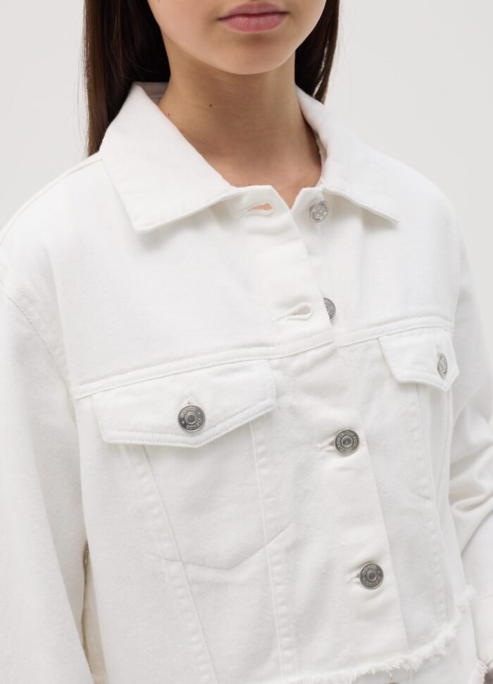 ⁦Girls' Denim Jacket – Off White⁩ - الصورة ⁦2⁩