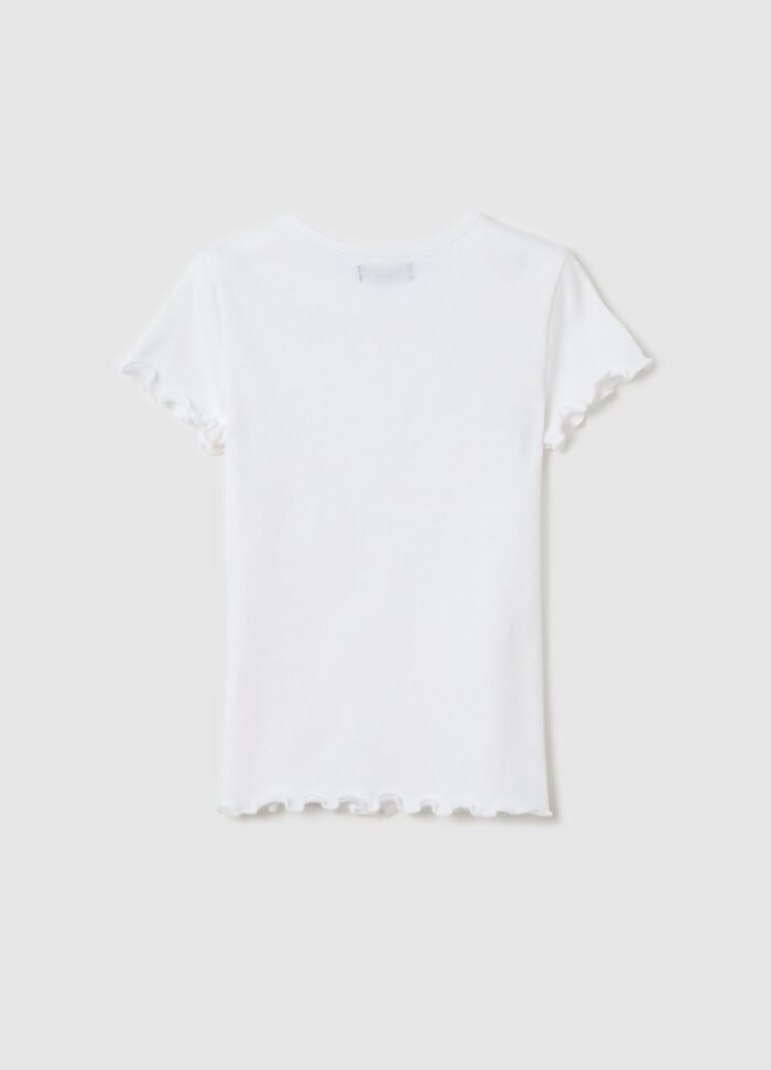 Girls' Ribbed T-Shirt – White - Image 2