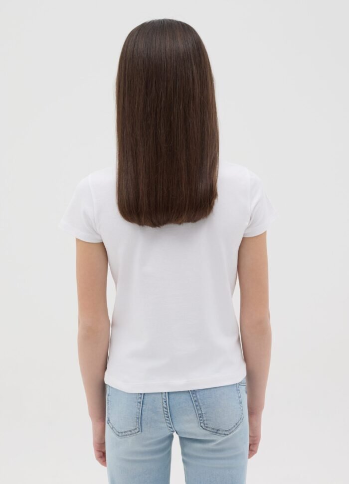 ⁦Girls' Stretch T-Shirt – Brilliant White⁩ - الصورة ⁦2⁩