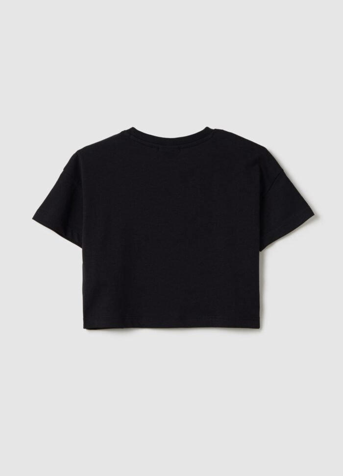 ⁦Girls' Short-Sleeve T-Shirt – Black⁩ - الصورة ⁦2⁩
