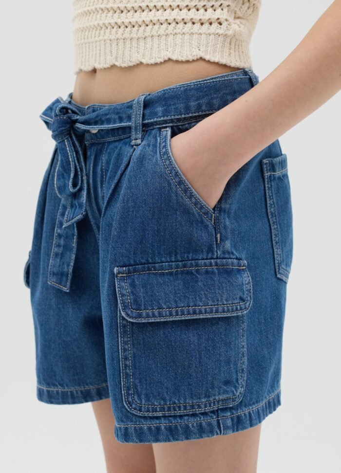 Girls' Light Denim Shorts – Medium Blue - Image 2