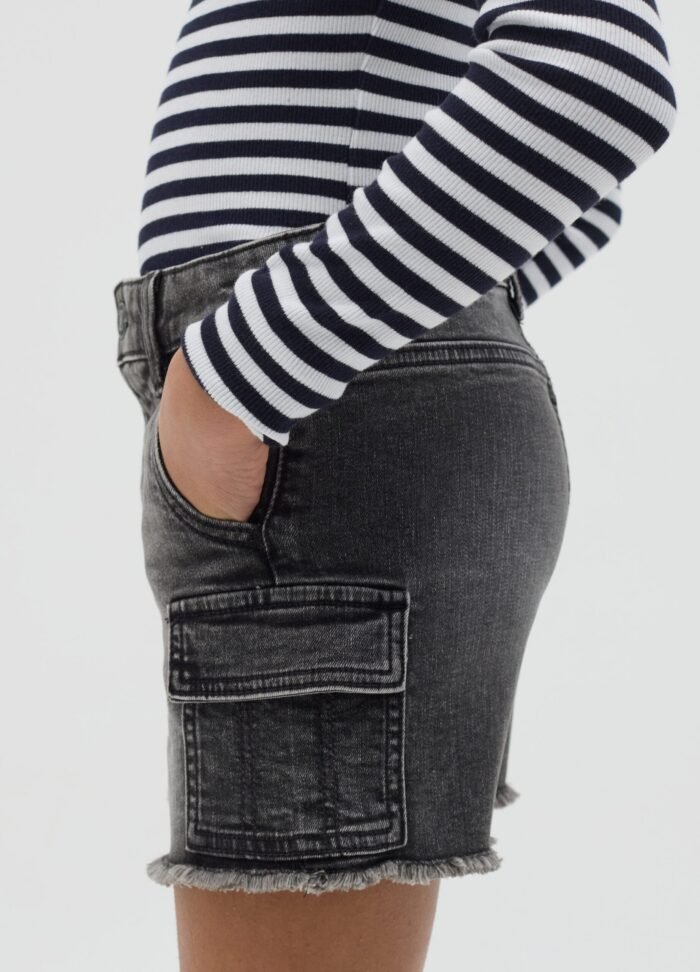 Girls' Cargo Shorts – Black - Image 2
