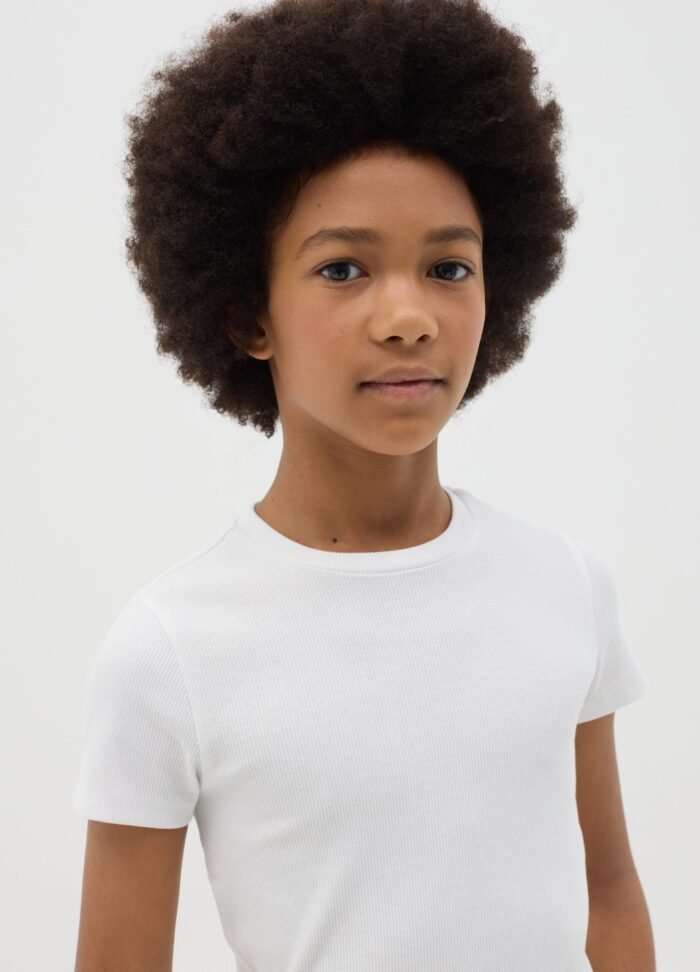 Girls' Ribbed T-Shirt – White - Image 2