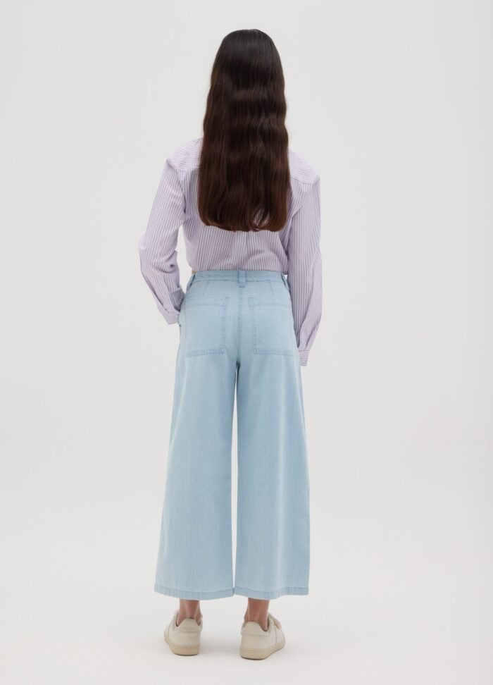 Girls' Chambray Trousers – Light Blue - Image 2