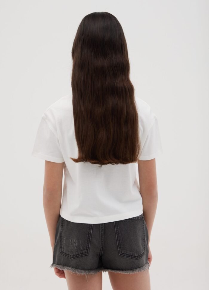 Girls' Embroidered T-Shirt – White - Image 2