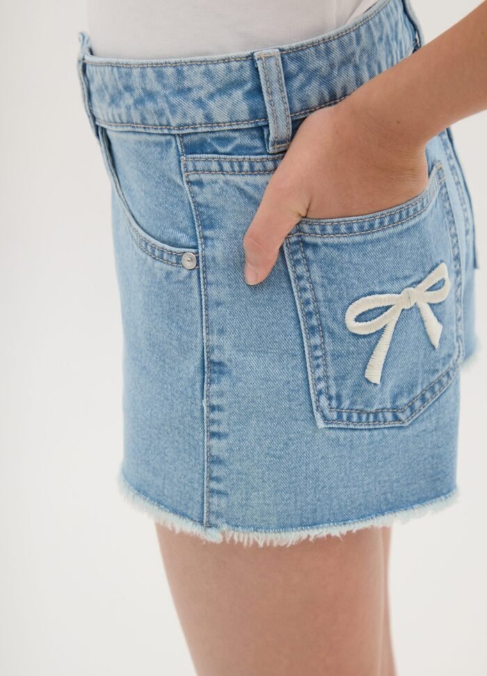 ⁦Girls' Shorts with Bow – Medium Blue⁩ - الصورة ⁦2⁩