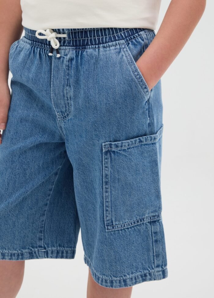 ⁦Boys' Denim-Look Joggers – Medium Blue⁩ - الصورة ⁦2⁩