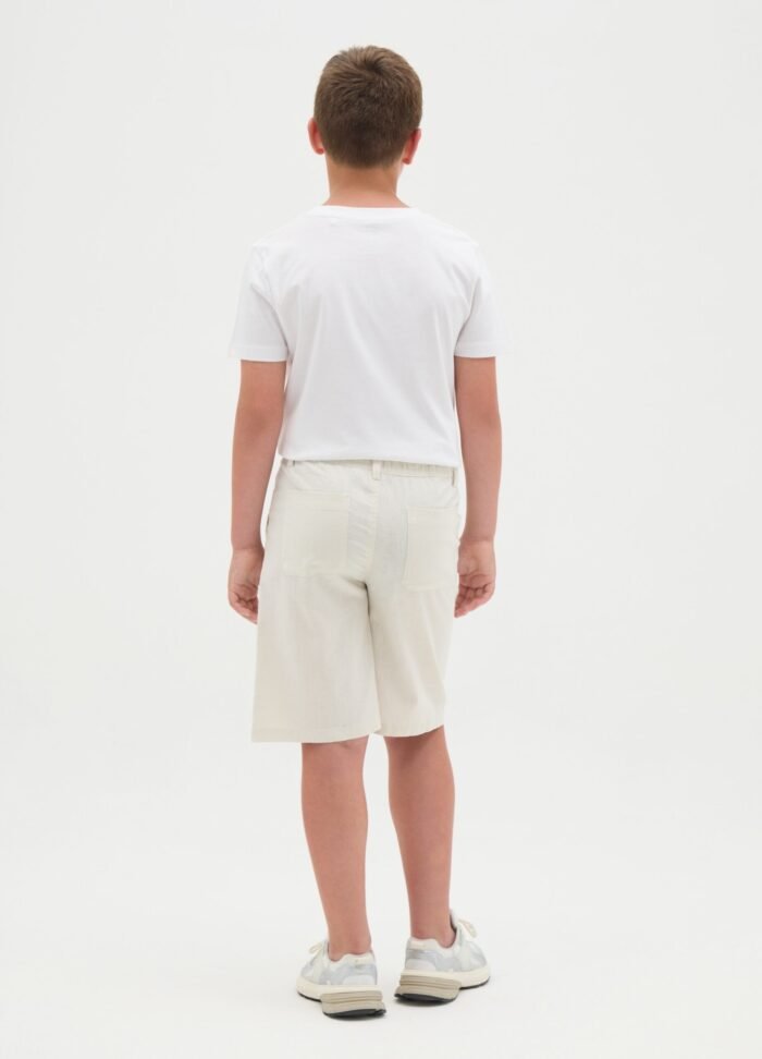 ⁦Boys' Linen-Blend Shorts – White⁩ - الصورة ⁦2⁩