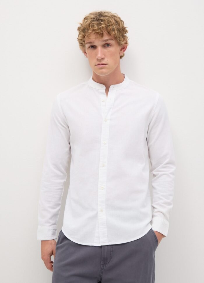 Men's Linen-Blend Shirt – White - Image 2