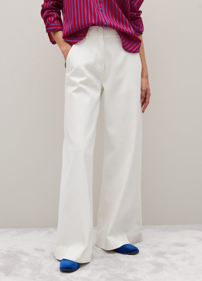 ⁦Women's High-Rise Wide-Leg Jeans – Off White⁩ - الصورة ⁦2⁩