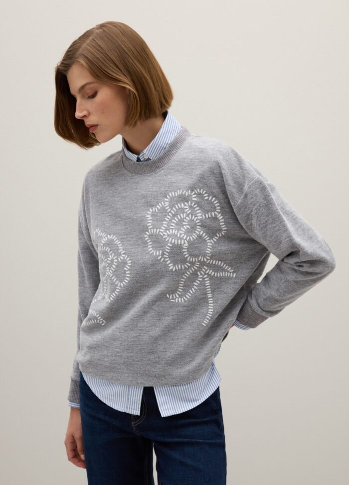 Women's Long-Sleeve Top – Grey Melange - Image 2