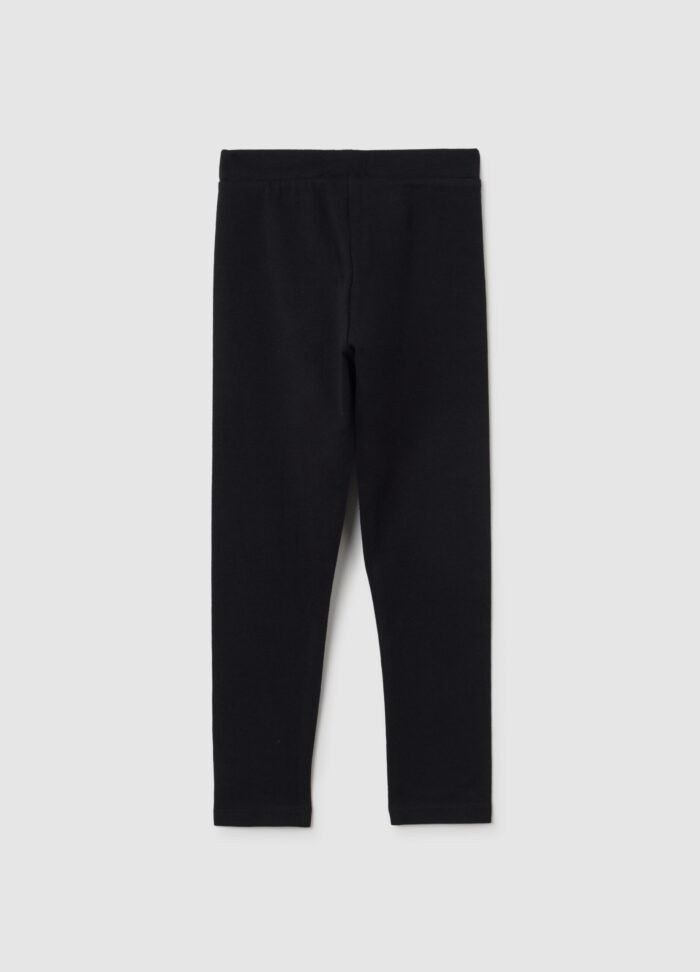 Girls' Leggings with Elasticated Waist – Black - Image 2