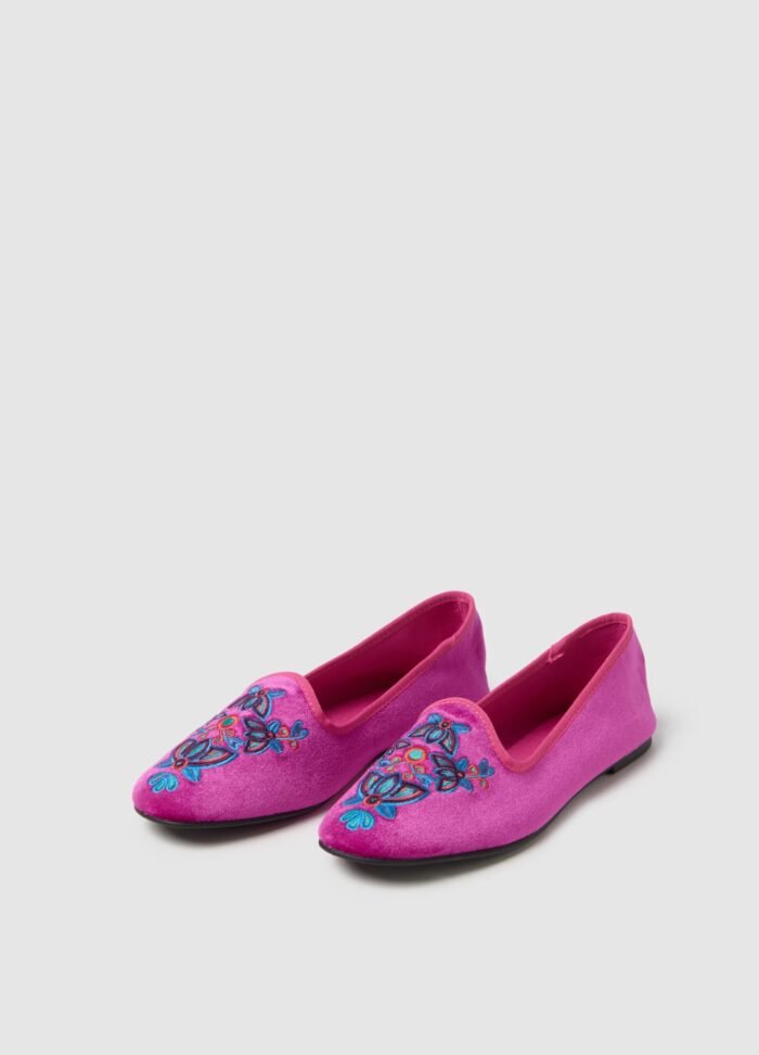 Women's Embroidered Slippers – Fuchsia - Image 2