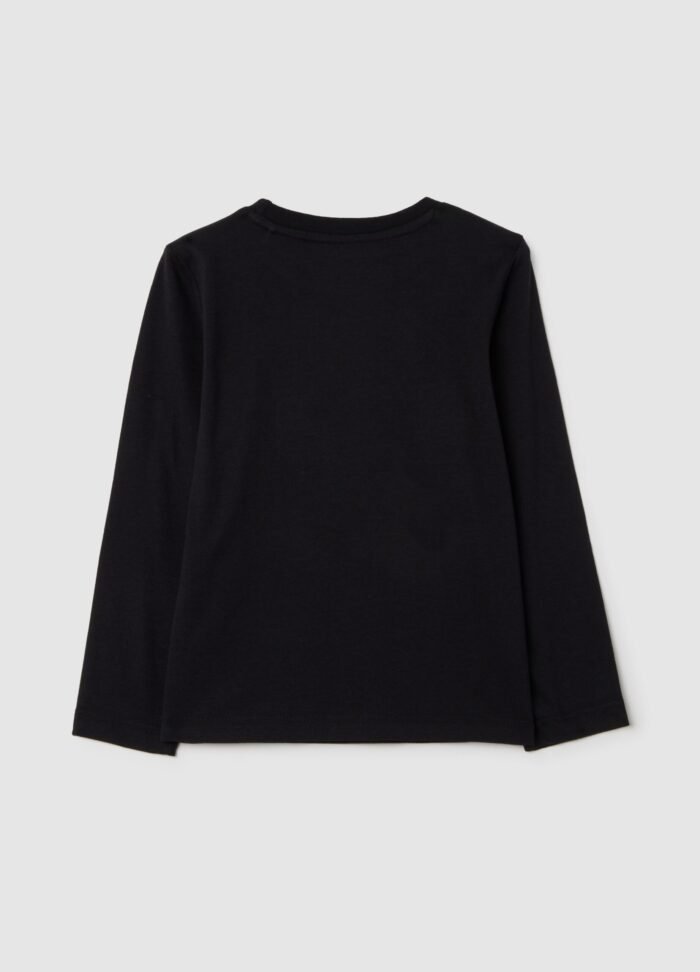 ⁦Girls' Printed Long-Sleeve T-Shirt – Black⁩ - الصورة ⁦2⁩