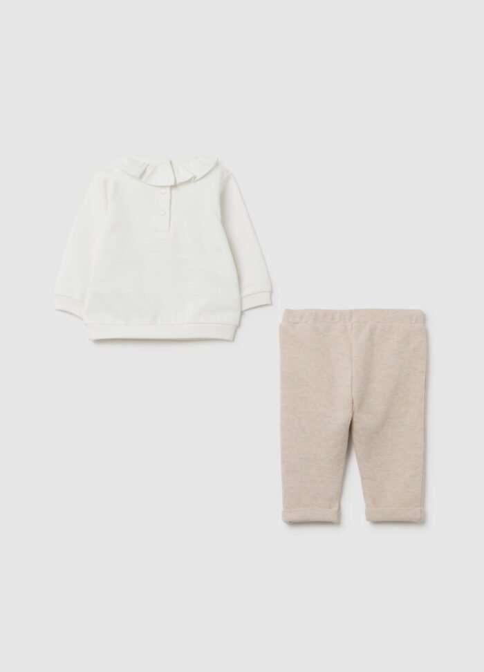 ⁦Baby Sweatshirt & Joggers Set – Beige Melange⁩ - الصورة ⁦2⁩