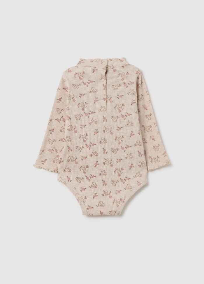 Baby Long-Sleeve Bodysuit – Beige Melange - Image 2