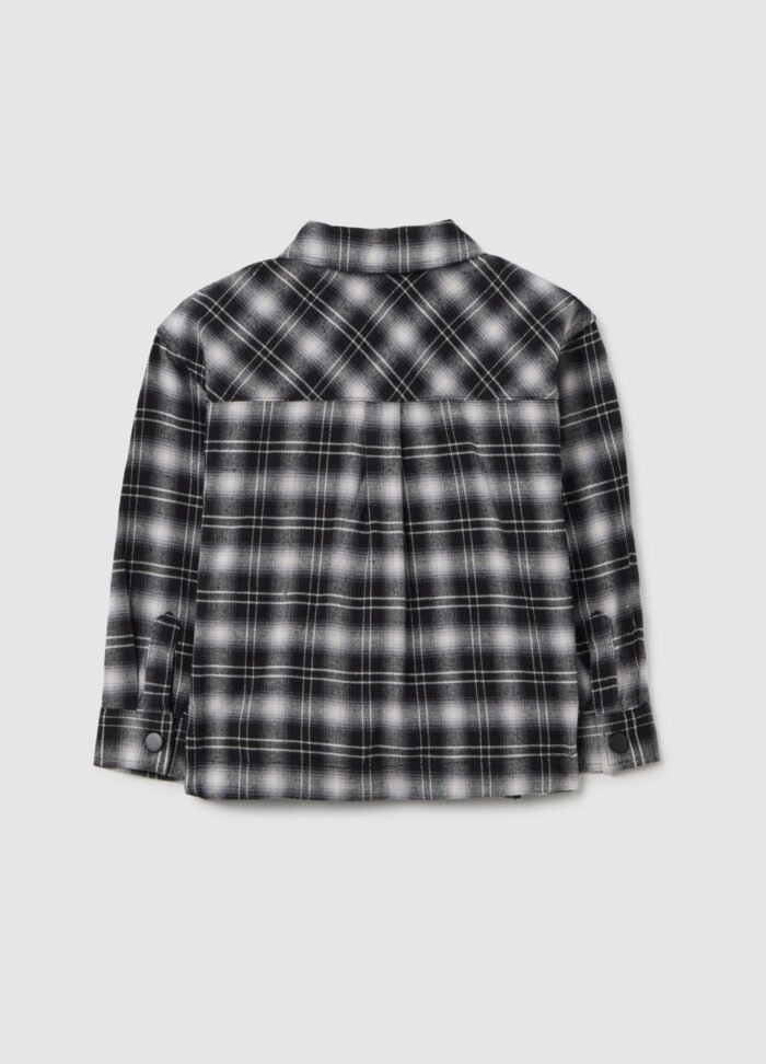 Girls' Checked Shirt – Black & White - Image 2
