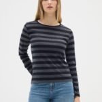 OVS T-Shirt Ls Y Gri Riga Ner