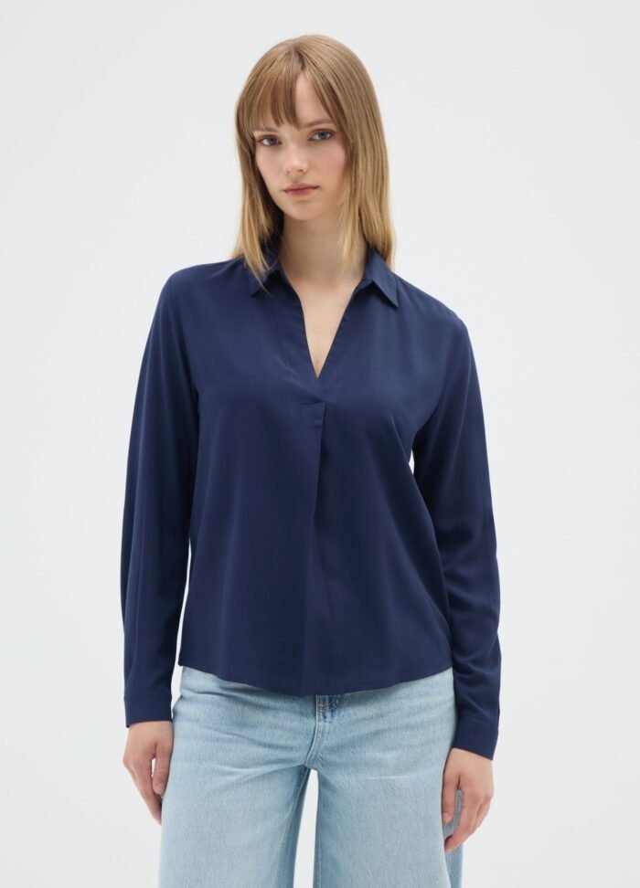 Women's Long-Sleeve Shirt – Navy - Image 2