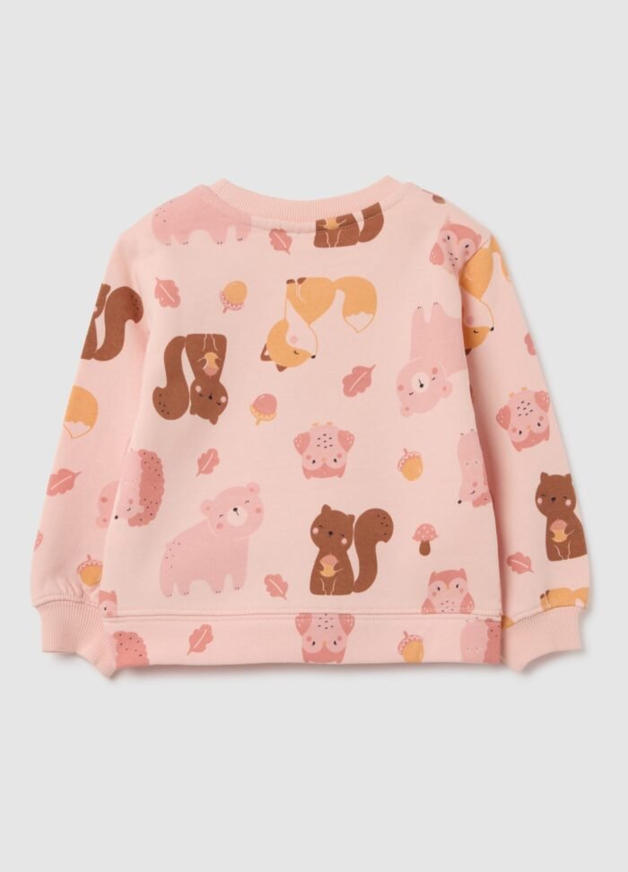 Peach baby sweatshirt in 100% cotton with all-over print – detail view | Halla Fashion