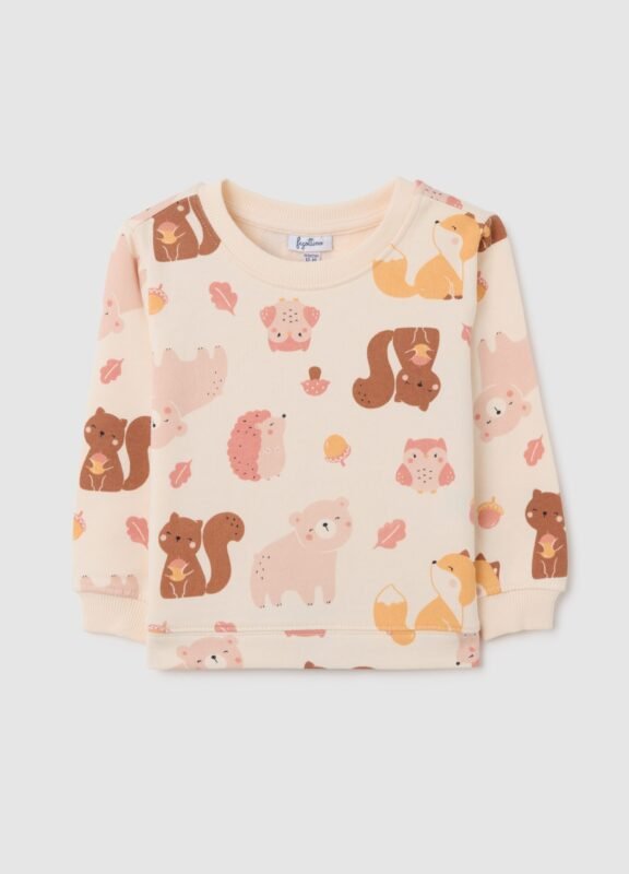Baby girls' printed cotton sweatshirt in powder shade – front view | Halla Fashion Iraq