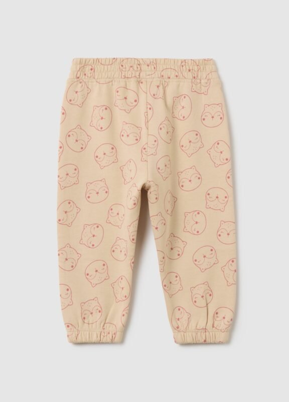 Baby joggers in printed cotton with elasticated waist – detail view | Halla Fashion