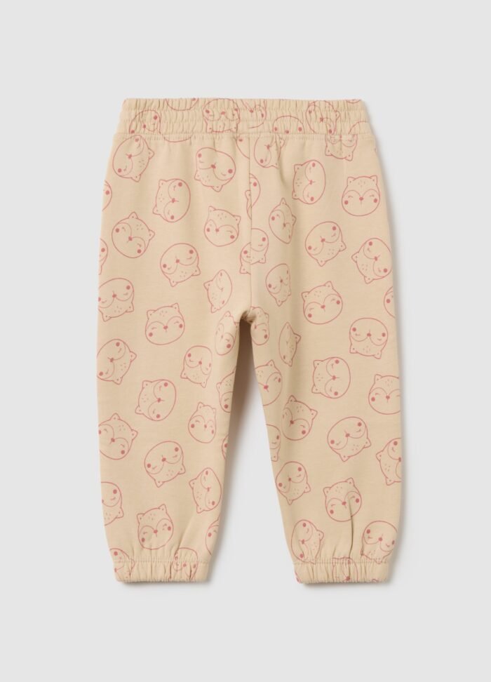 Baby joggers in printed cotton with elasticated waist – detail view | Halla Fashion