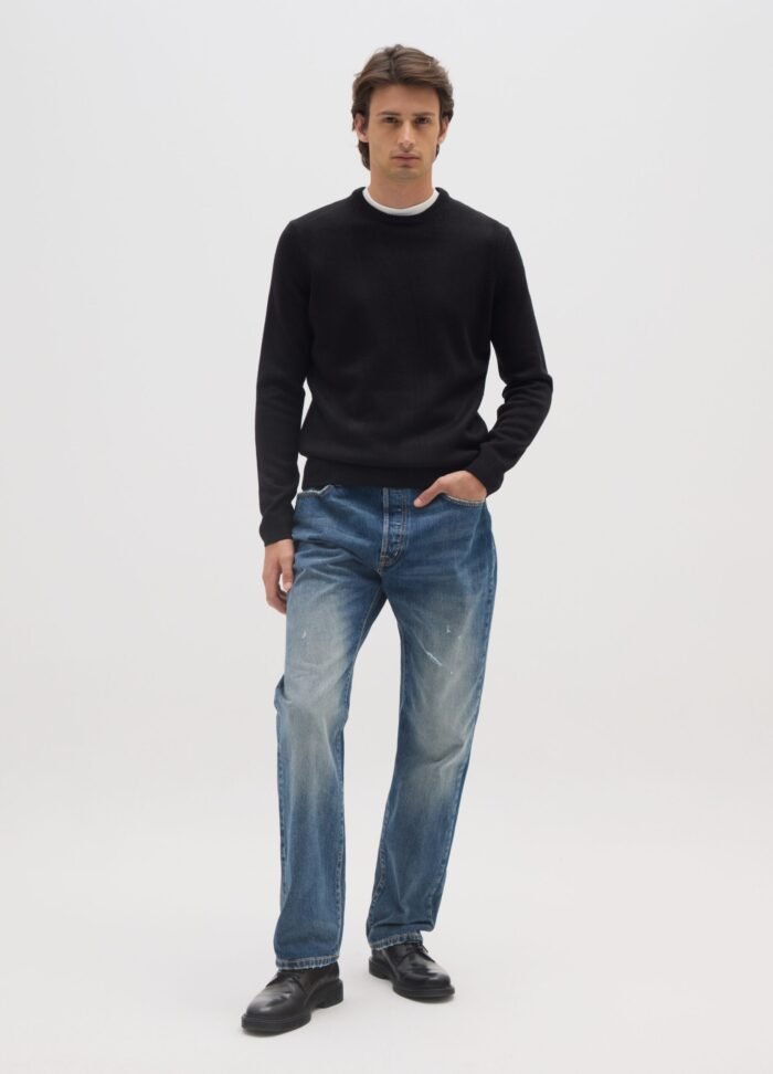 ⁦Men's Knit Jumper – Black⁩ - الصورة ⁦2⁩
