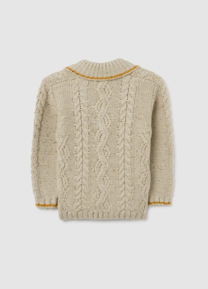 ⁦Baby Boys' Knit Cardigan – Beige Melange⁩ - الصورة ⁦2⁩