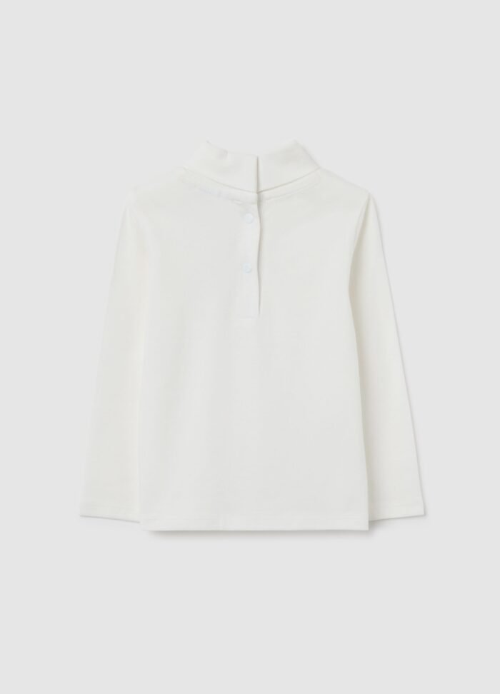 ⁦Baby Girls' Turtleneck Top – White⁩ - الصورة ⁦2⁩