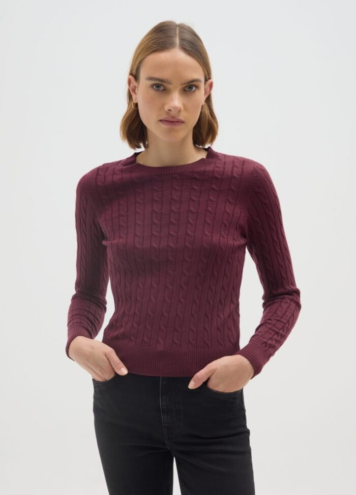 Women's Mini Cable-Knit Jumper – Fig - Image 2