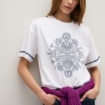 OVS Ts Ss W/Embr Optical Whit