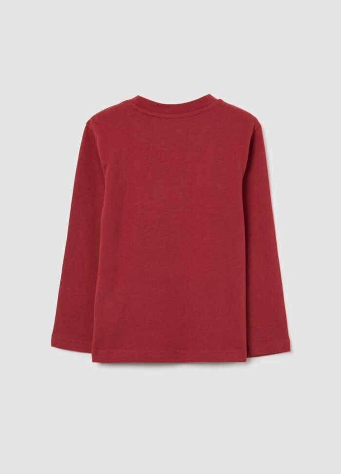 ⁦Boys' Printed T-Shirt – Brick Red⁩ - الصورة ⁦2⁩