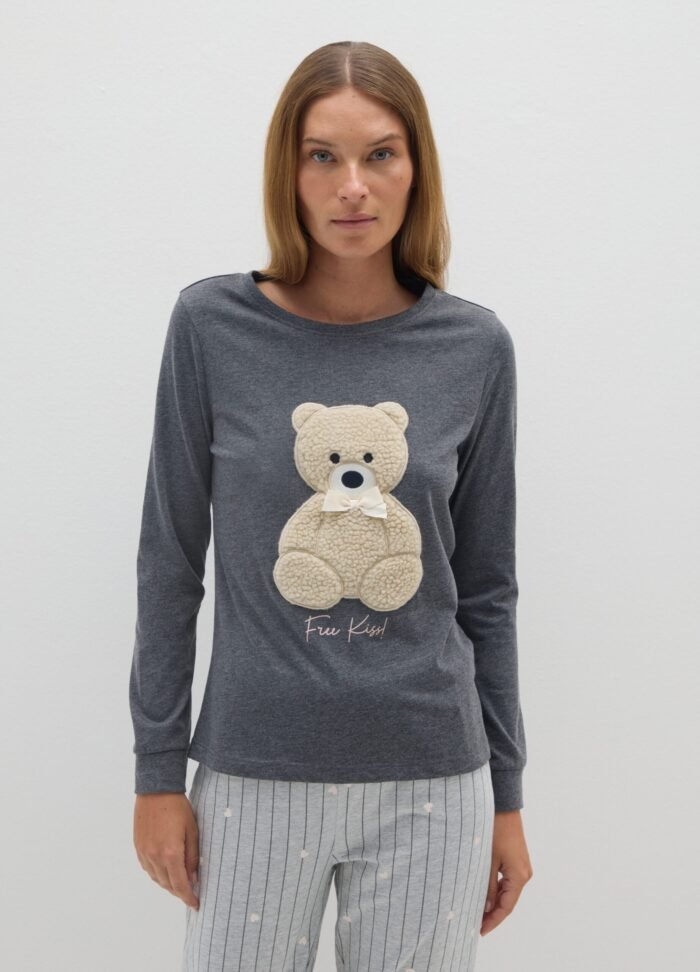 ⁦Women's Pyjama Set – Dark Grey Melange⁩ - الصورة ⁦2⁩