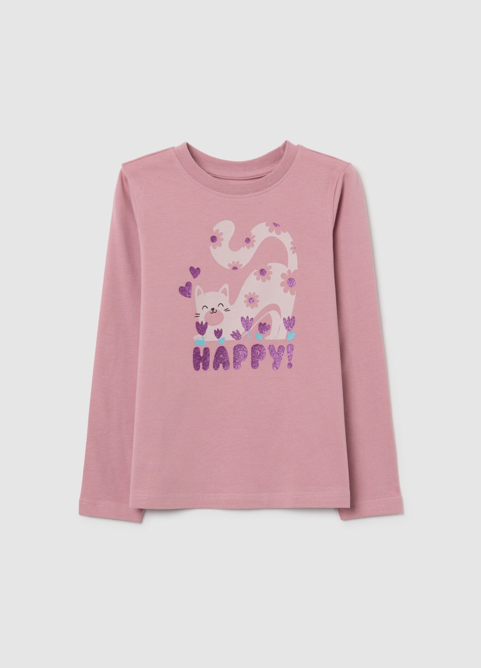 Girls' 3/4-Sleeve Top – Lilac 1 Girls' lilac three-quarter-sleeve cotton top – front view | Halla Fashion Iraq